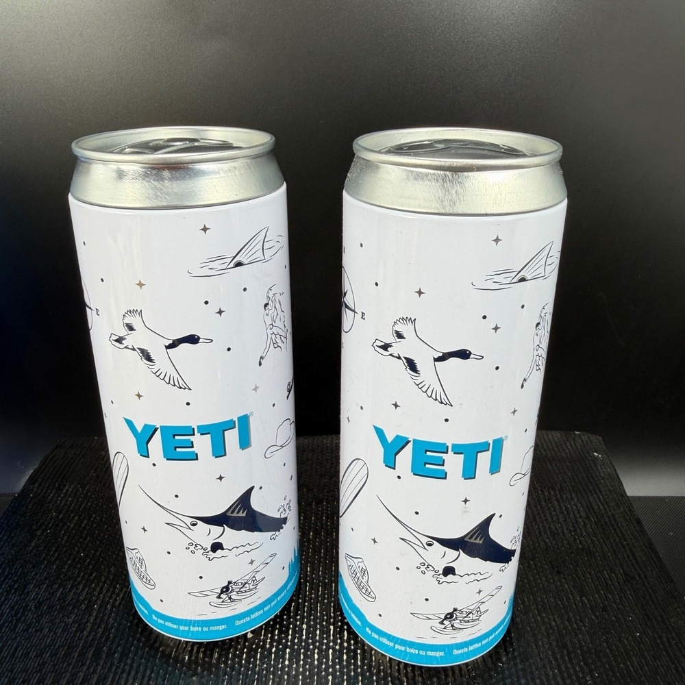 YETI Collectible Stash Tin Can Set of 2 White Outdoor Adventure Graphic Marlin - Picture 13 of 13